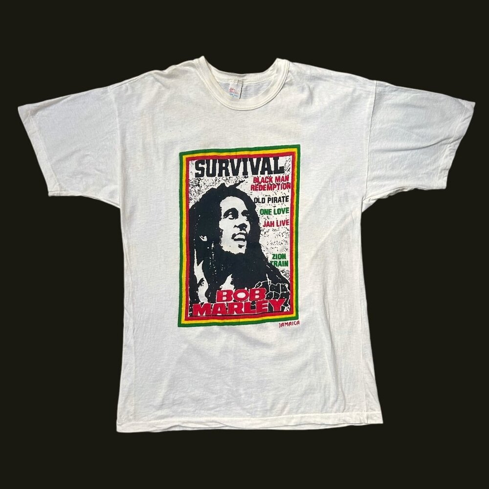 80s Vintage Bob Marley Survival T-shirt Sun Club Reggae Jamaica Single Stitch.